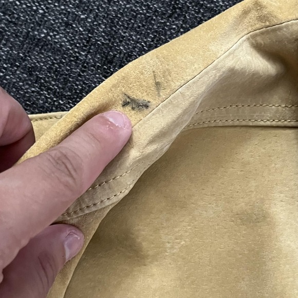 MNG Mango Leather Jacket Womens XS Tan Suede Belted Snap Front Shacket 53065708 - Picture 15 of 16